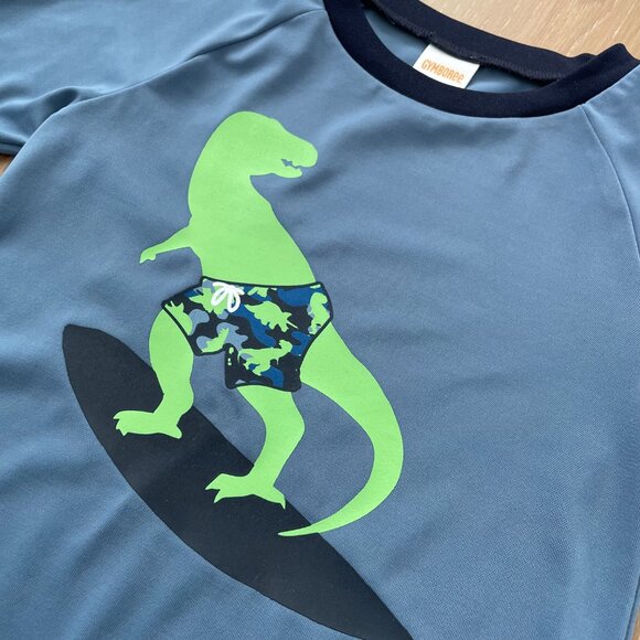 Gymboree Swim Suit Boys 2T Rash Guard Board Shorts 18-24 Dinosaur Blue Green - Picture 5 of 15